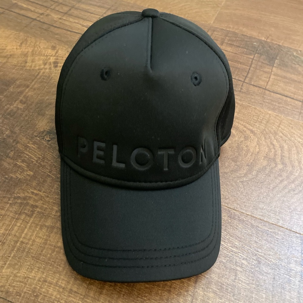 Peloton Hat Matte Black Embossed Logo Cap Adjustable Strapback Unisex OSFM